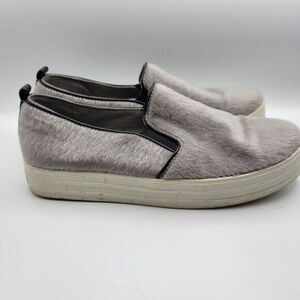 Skechers Street Grey Faux Fur Round Toe Slip On Loafer Flats 7